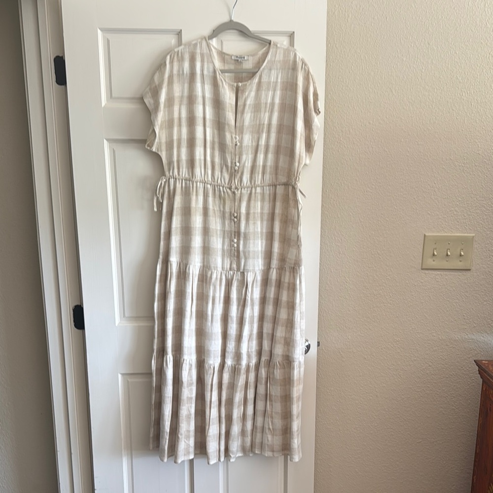 Madewell Beige Checkered Maxi Dress